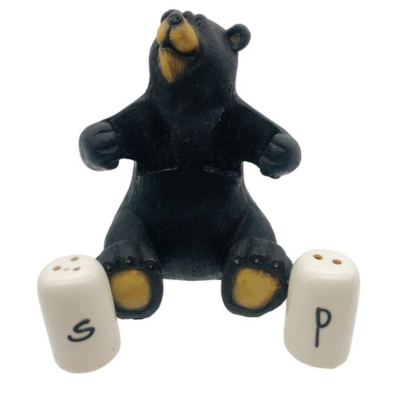Sitting Black Bear Holding Salt & Pepper Shakers 3 Piece Set - Picture 6 of 10